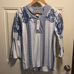 Chico’s OP size 4/6 Petite Popover Blue&White